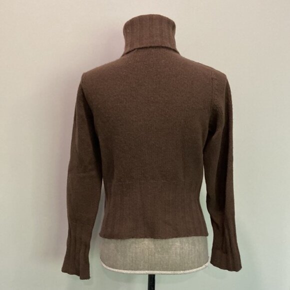 SISLEY Turtleneck Sweater Brown Wool Chunky Angora - Picture 9 of 12